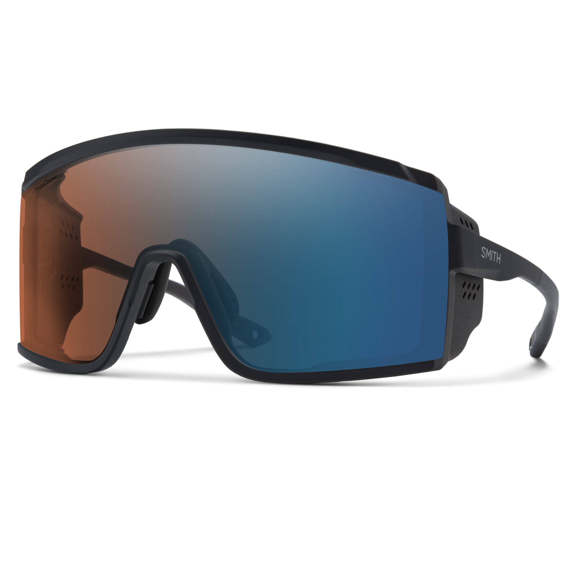 Pursuit, Matte Black | ChromaPop Glacier Photochromic Copper To Gray With Blue Mirror