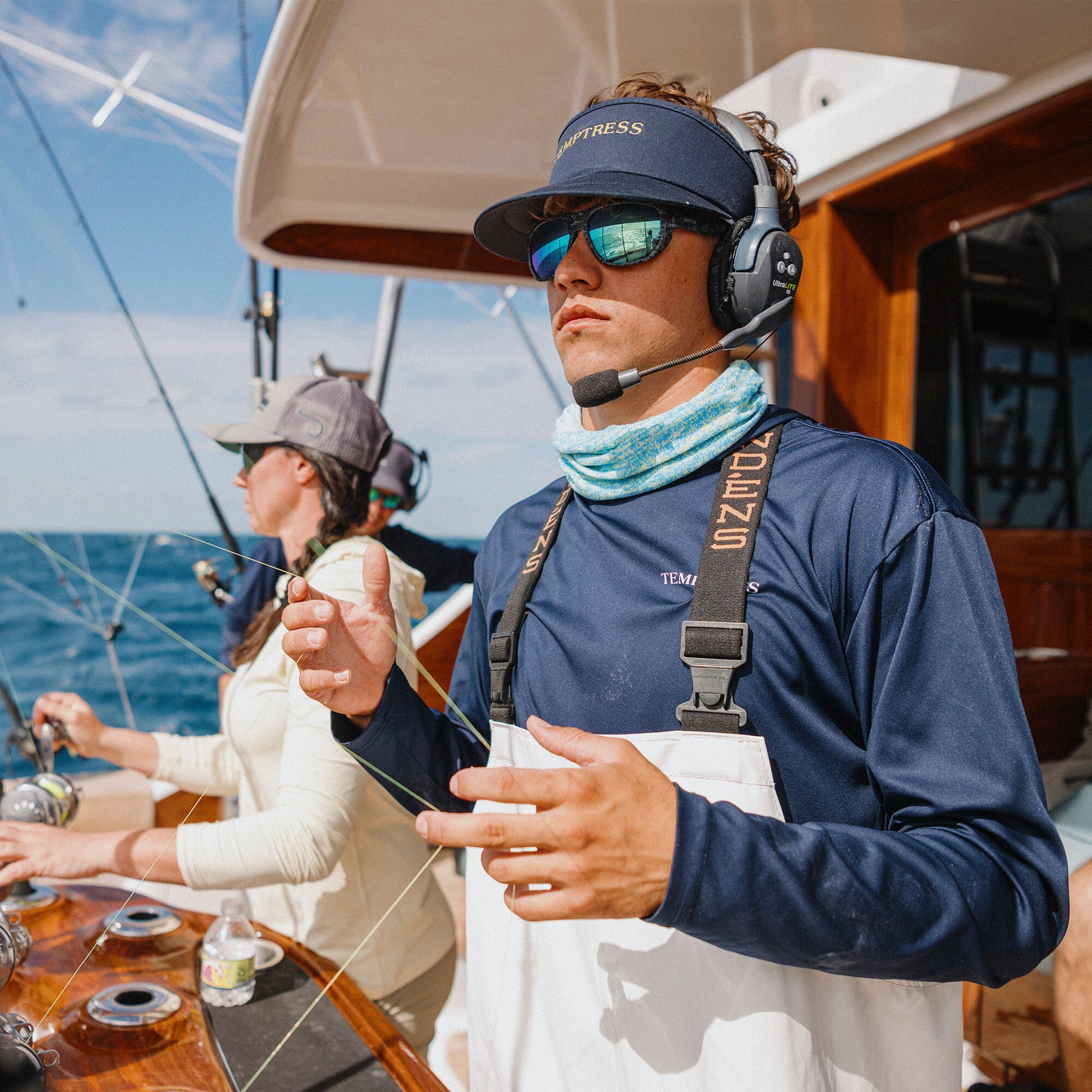 Outrigger, Sunglasses + Matte Black | ChromaPop Glass Polarized Blue Mirror