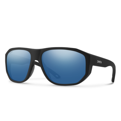 Outrigger, Sunglasses + Matte Black | ChromaPop Glass Polarized Blue Mirror