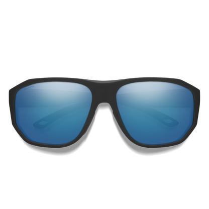 Outrigger, Sunglasses + Matte Black | ChromaPop Glass Polarized Blue Mirror