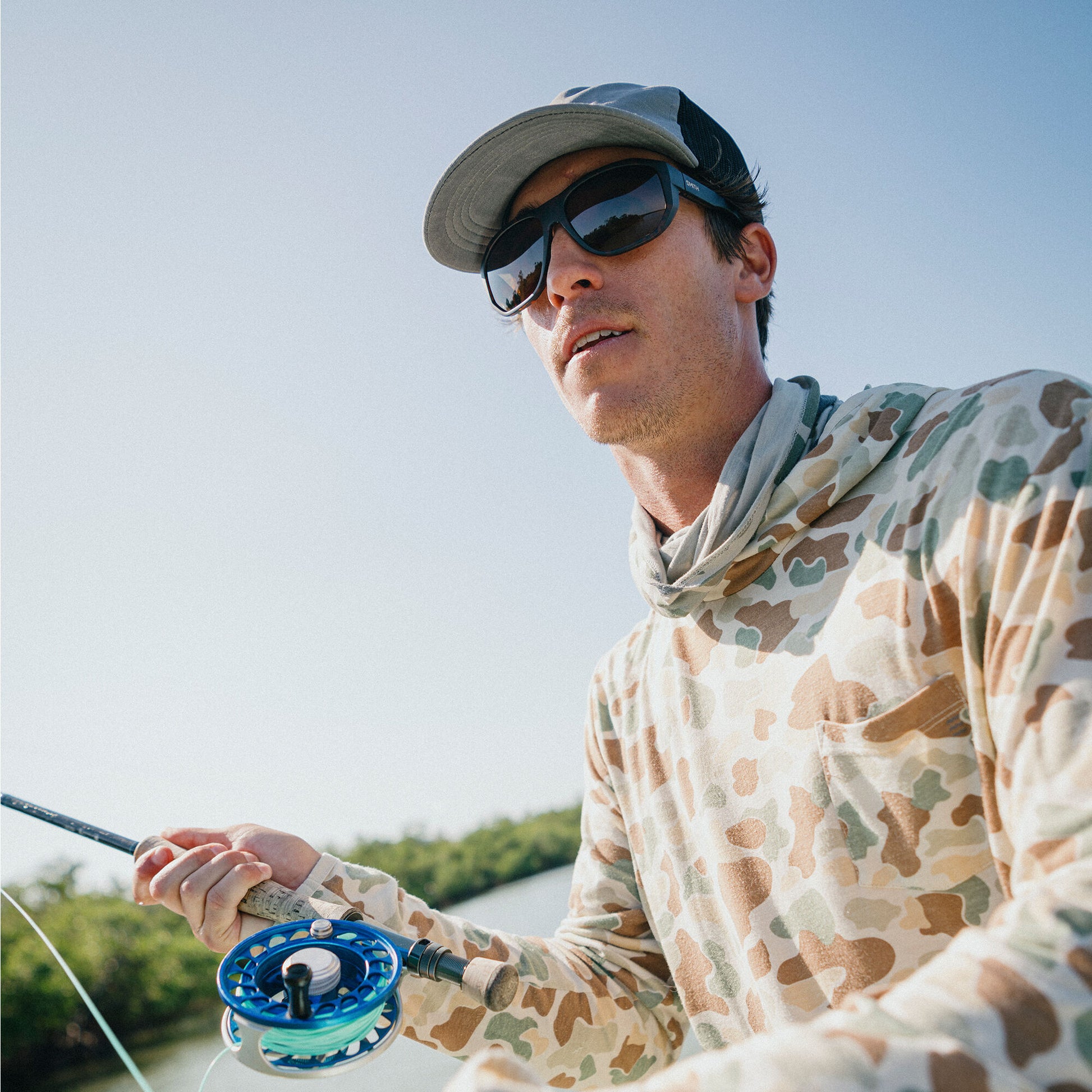 Outrigger, Sunglasses + Matte Black | ChromaPop Glass Polarized Blue Mirror