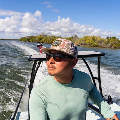 Outrigger, Sunglasses + Matte Pacific Crystal | ChromaPop Polarized Gray Green