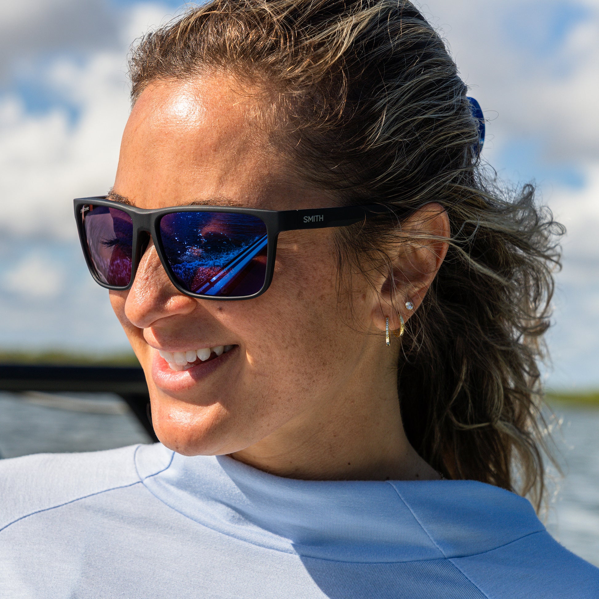 Riptide, Sunglasses + Matte Black | ChromaPop Glass Polarized Blue Mirror