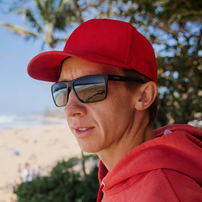 Riptide, Sunglasses + Matte Black | ChromaPop Glass Polarized Blue Mirror