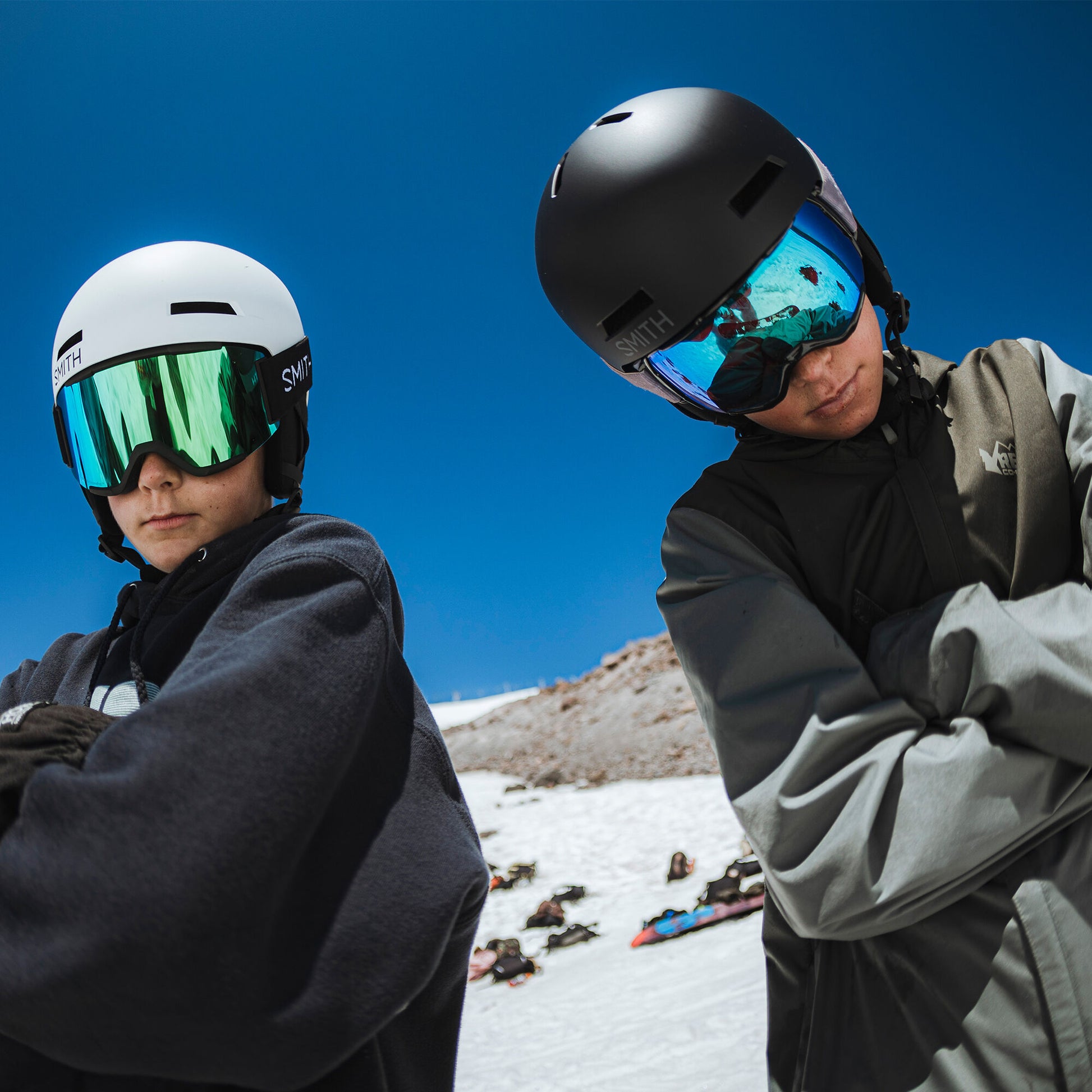 black snowboard helmet white goggles OutdoorMaster DEER Ski Bundle Upgrade your winter gear with Outdoor Masters ULTRA Goggles + Lens + KELVIN Helmet Bundle Pro-Tec Low Pro Certified Snowboard