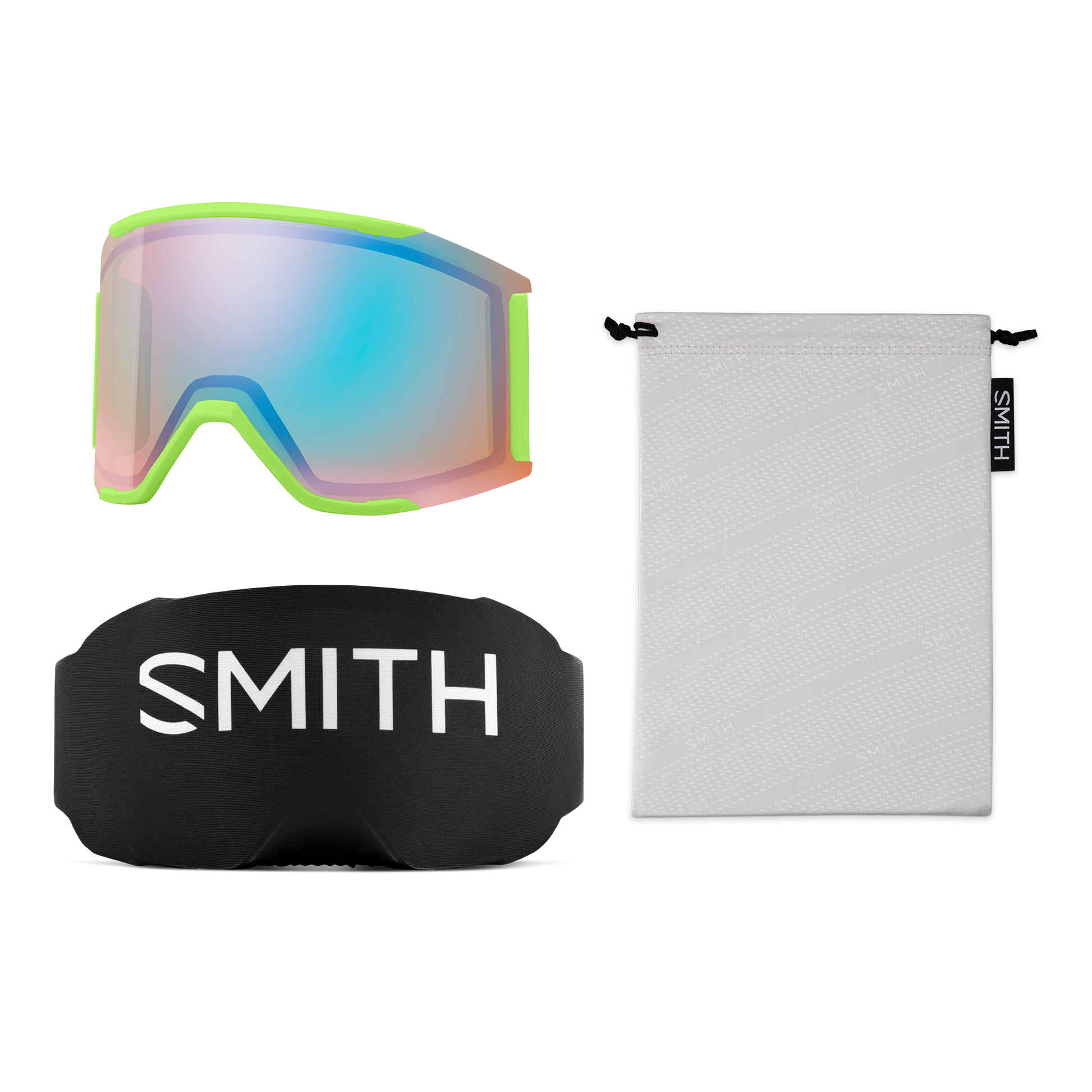 Squad MAG Low Bridge Fit, Black | ChromaPop Sun Green Mirror