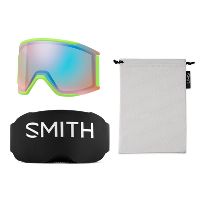 Squad MAG Low Bridge Fit, Black | ChromaPop Sun Green Mirror