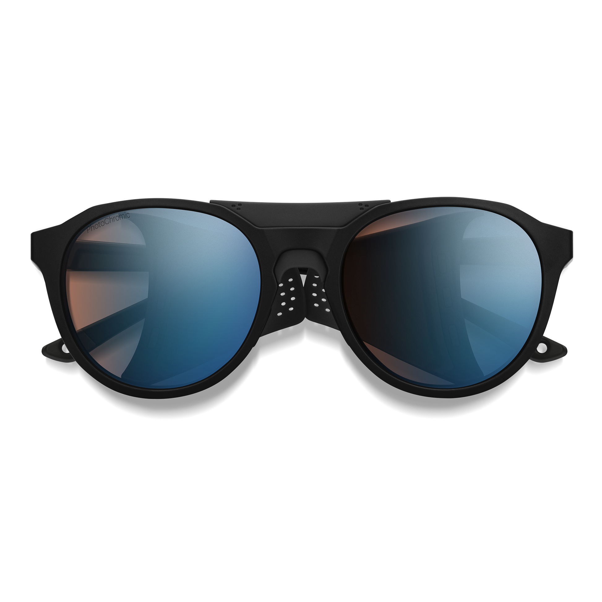 Venture, Sunglasses + Matte Black | ChromaPop Glacier Photochromic Copper Blue Mirror