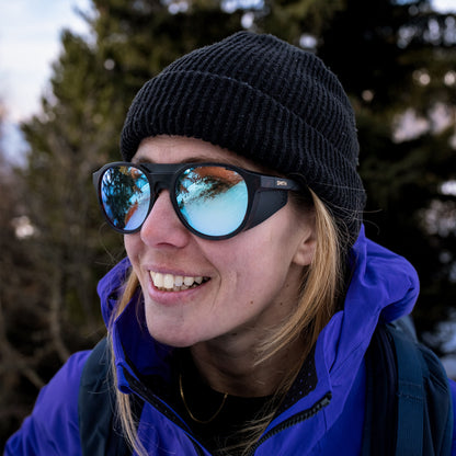 Venture, Sunglasses + Matte Black | ChromaPop Glacier Photochromic Copper Blue Mirror