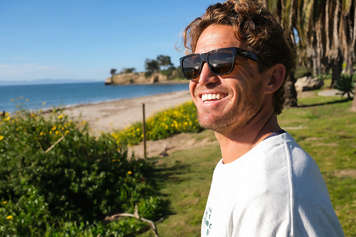 Man wearing Smith prescription sunglasses at the beach